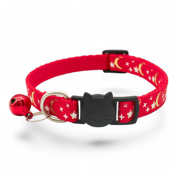 ⭐️Purr. Meow. Woof.⭐️ - Star & Moon Breakaway Safety Cat & Kitten Collar - Red / Cat