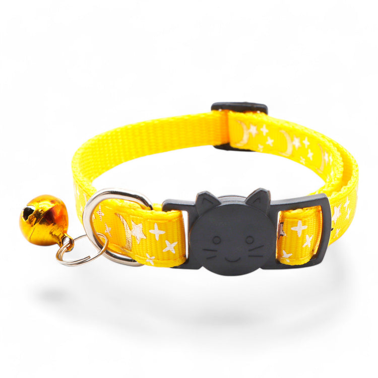 ⭐️Purr. Meow. Woof.⭐️ - Star & Moon Breakaway Safety Cat & Kitten Collar - Yellow / Cat