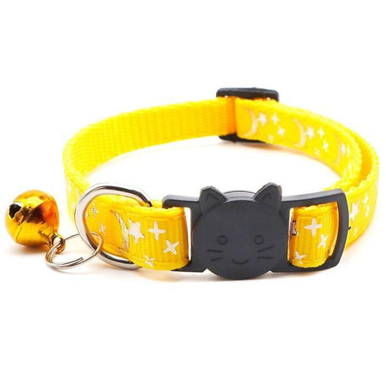 ⭐️Purr. Meow. Woof.⭐️ - Star & Moon Breakaway Safety Cat Collar - Yellow