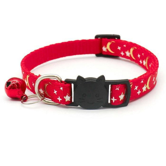 ⭐️Purr. Meow. Woof.⭐️ - Star & Moon Breakaway Safety Kitten Collar - Red