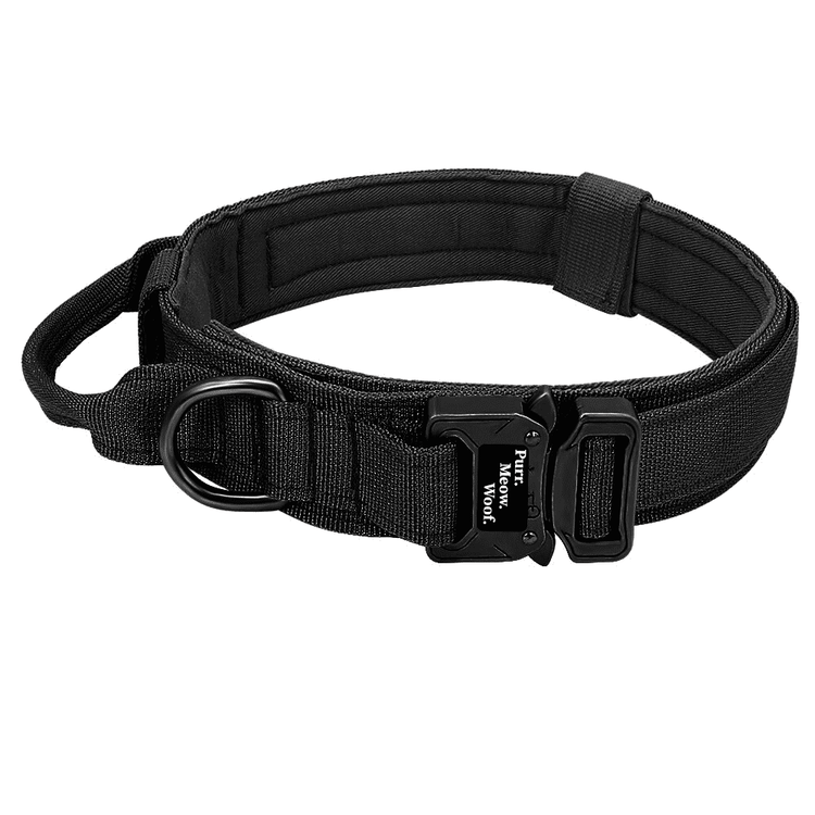 ⭐️Purr. Meow. Woof.⭐️ - Tactical Dog Collar - Black / M / No