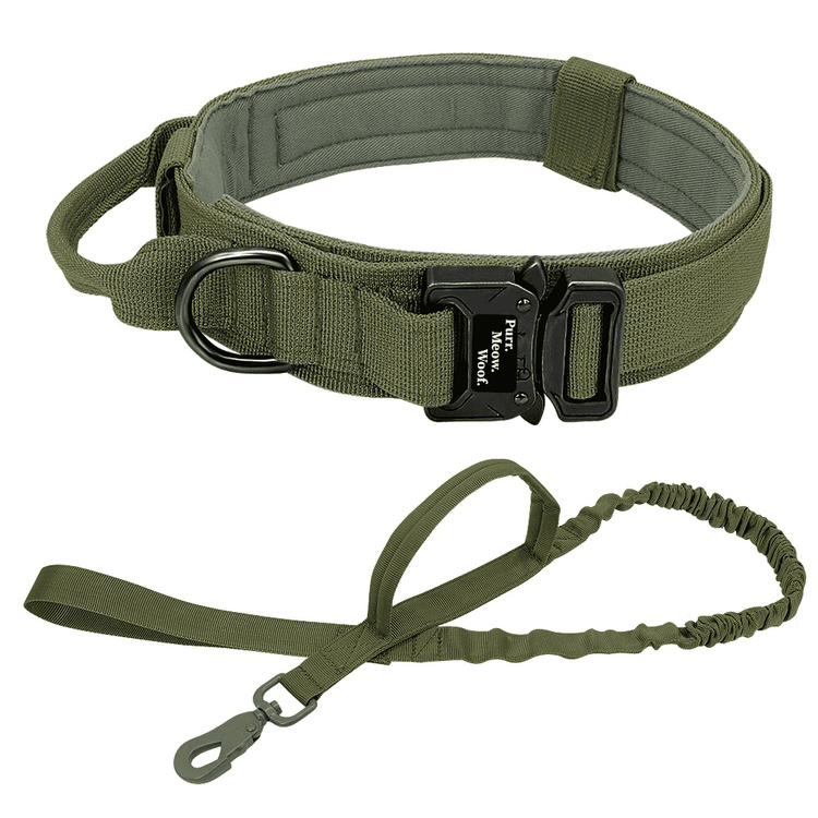 ⭐️Purr. Meow. Woof.⭐️ - Tactical Dog Collar - Dark Green / M / Yes!