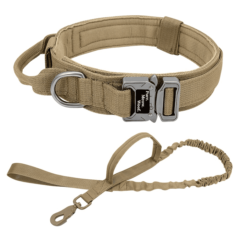 ⭐️Purr. Meow. Woof.⭐️ - Tactical Dog Collar - Khaki / M / Yes!