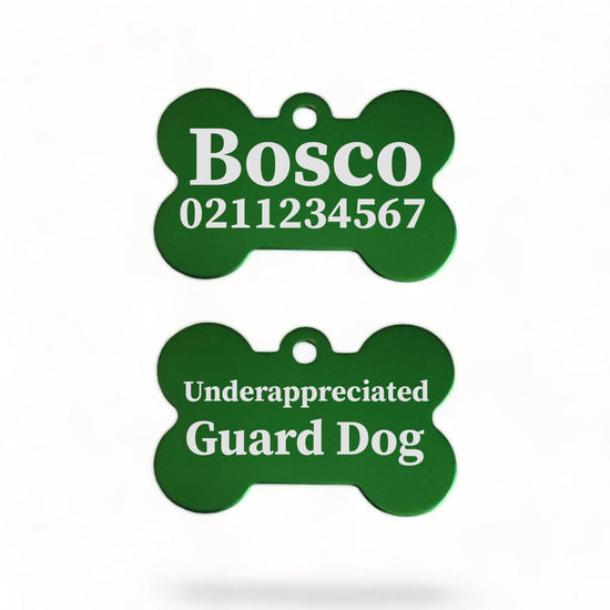 ⭐️Purr. Meow. Woof.⭐️ - Underappreciated Guard Dog | Bone Aluminium | Dog ID Pet Tag - MediumSpringGreen