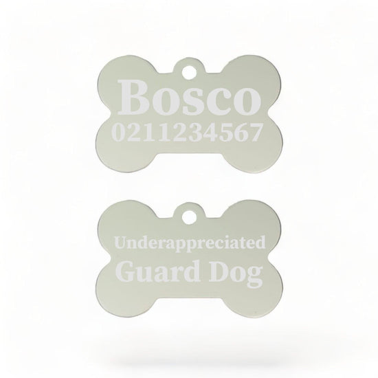 ⭐️Purr. Meow. Woof.⭐️ - Underappreciated Guard Dog | Bone Aluminium | Dog ID Pet Tag - Silver