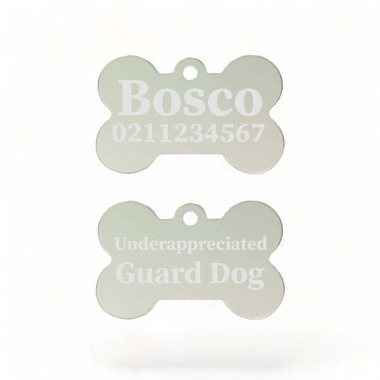 ⭐️Purr. Meow. Woof.⭐️ - Underappreciated Guard Dog | Bone Aluminium | Dog ID Pet Tag - Silver
