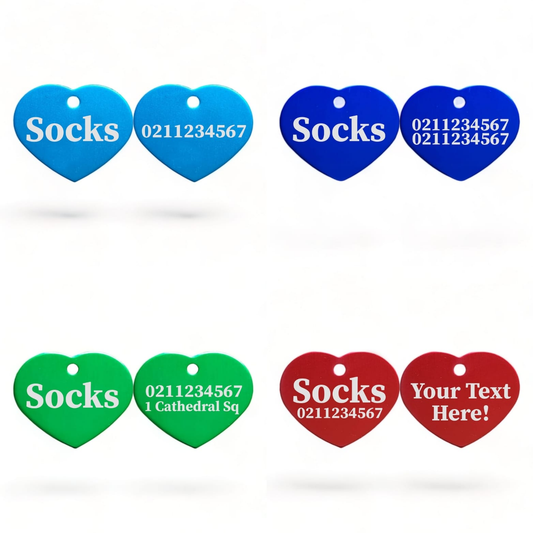 Cat & Dog Heart Pet ID Tags