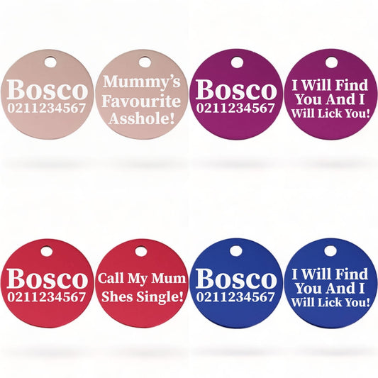 Dog Funny/Expletive Round Pet ID Tags