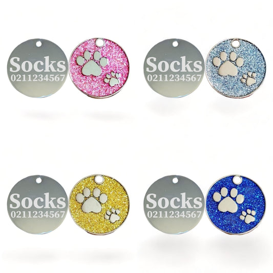 Glitter Paw Print Round