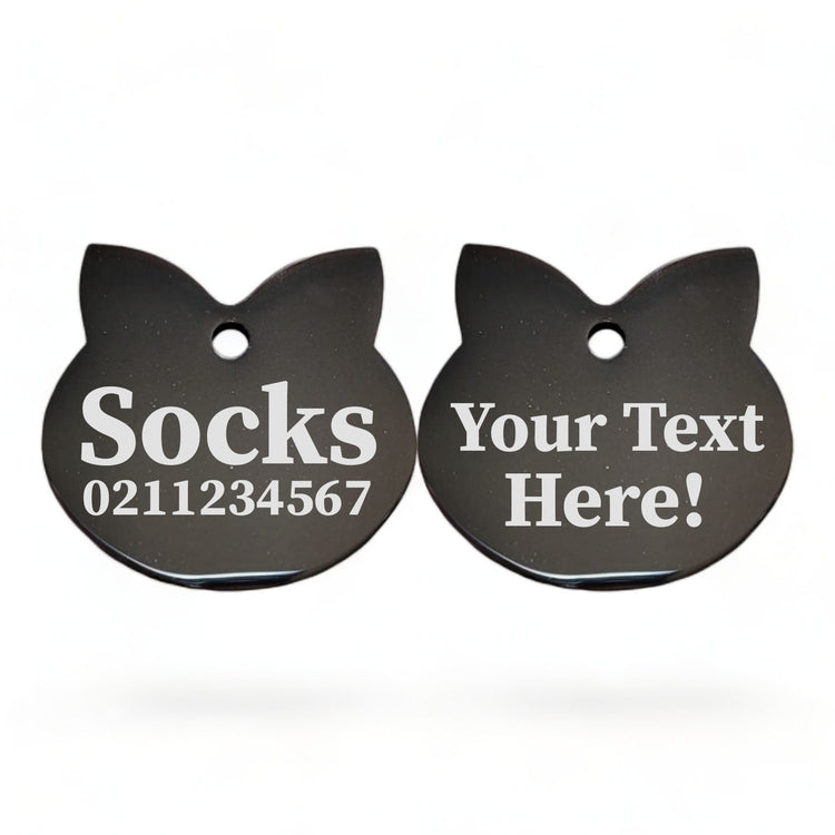 Custom Text Cat Ears | Mirror Stainless | Cat ID Pet Tag