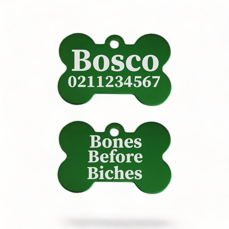 Bones Before Bitches | Bone Aluminium | Dog ID Pet Tag