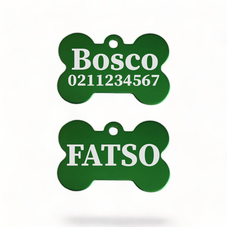 FATSO | Bone Aluminium | Dog ID Pet Tag