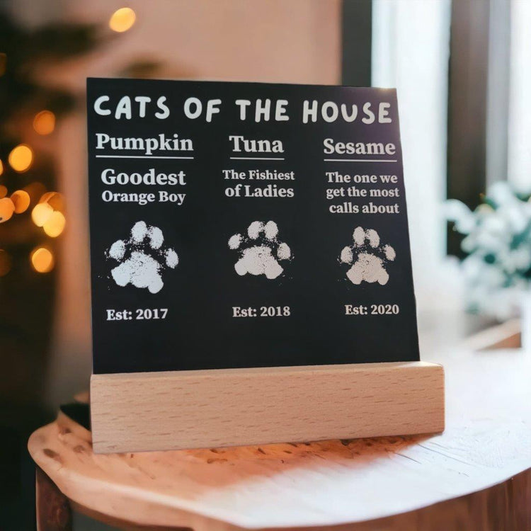 Laser Engraved Aluminum Plate Only - Cats Of The House - ⭐️Purr. Meow. Woof.⭐️
