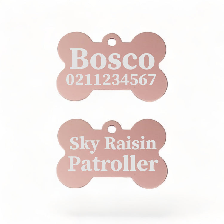 Sky Raisin Patroller | Bone Aluminium | Dog ID Pet Tag