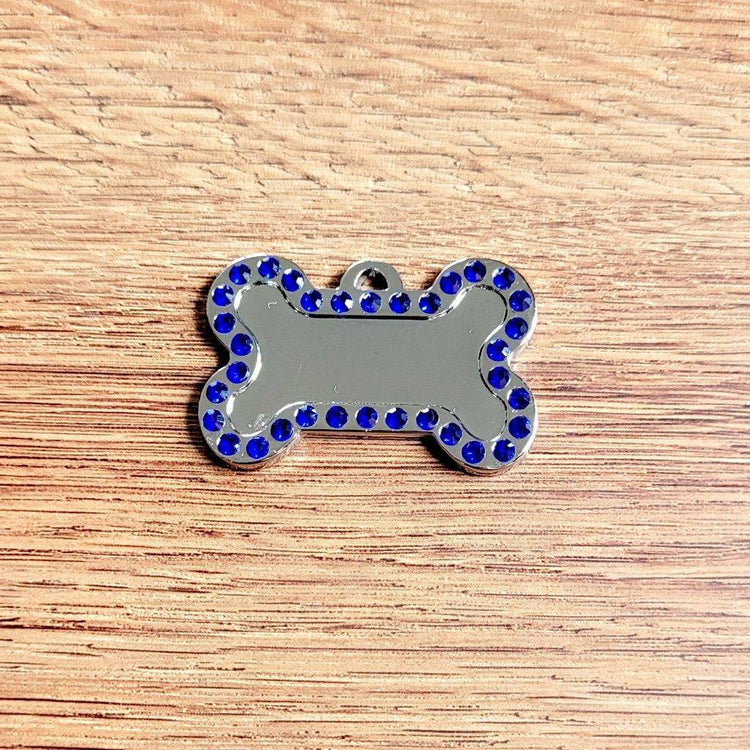 Name Front & 1 Number Address Back Sparkly Bone Dog ID Pet Tag - ⭐️Purr. Meow. Woof.⭐️