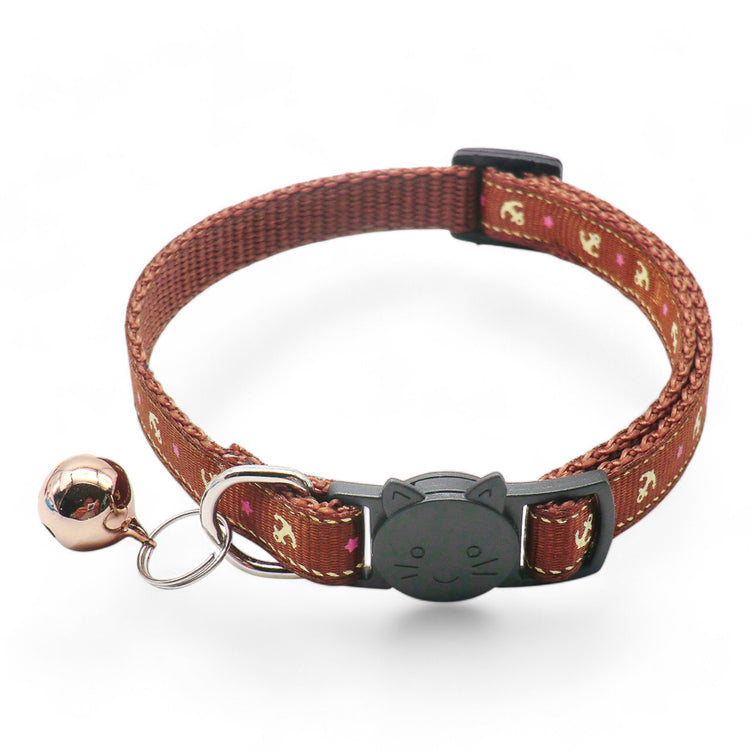 ⭐️Purr. Meow. Woof.⭐️ - Anchor Breakaway Safety Cat & Kitten Collar - Brown / Cat
