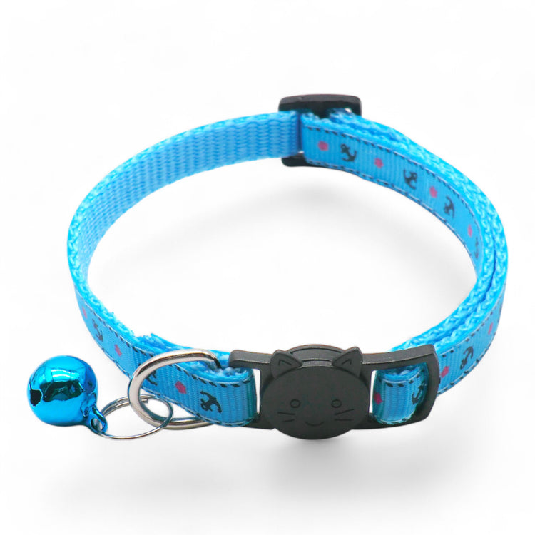 ⭐️Purr. Meow. Woof.⭐️ - Anchor Breakaway Safety Cat & Kitten Collar - DodgerBlue / Cat