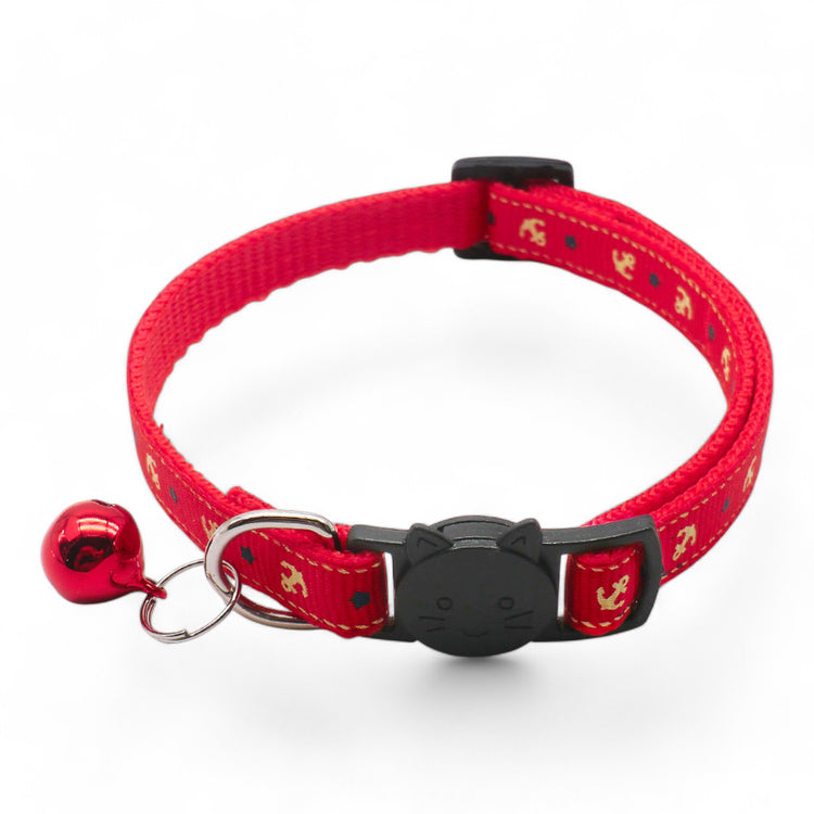 ⭐️Purr. Meow. Woof.⭐️ - Anchor Breakaway Safety Cat & Kitten Collar - Red / Cat