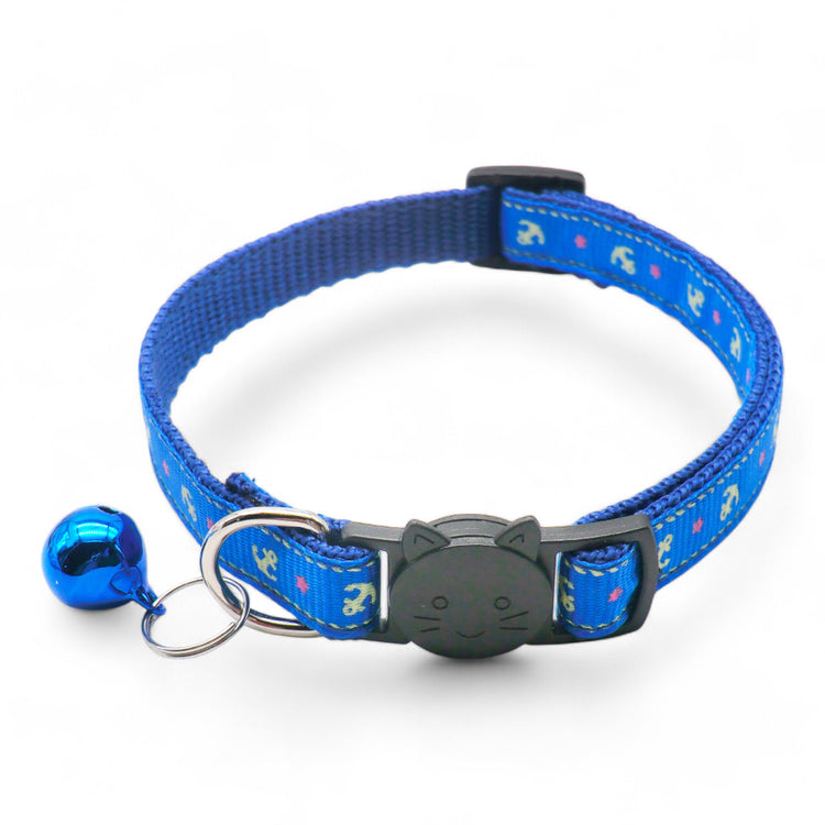 ⭐️Purr. Meow. Woof.⭐️ - Anchor Breakaway Safety Cat & Kitten Collar - RoyalBlue / Cat