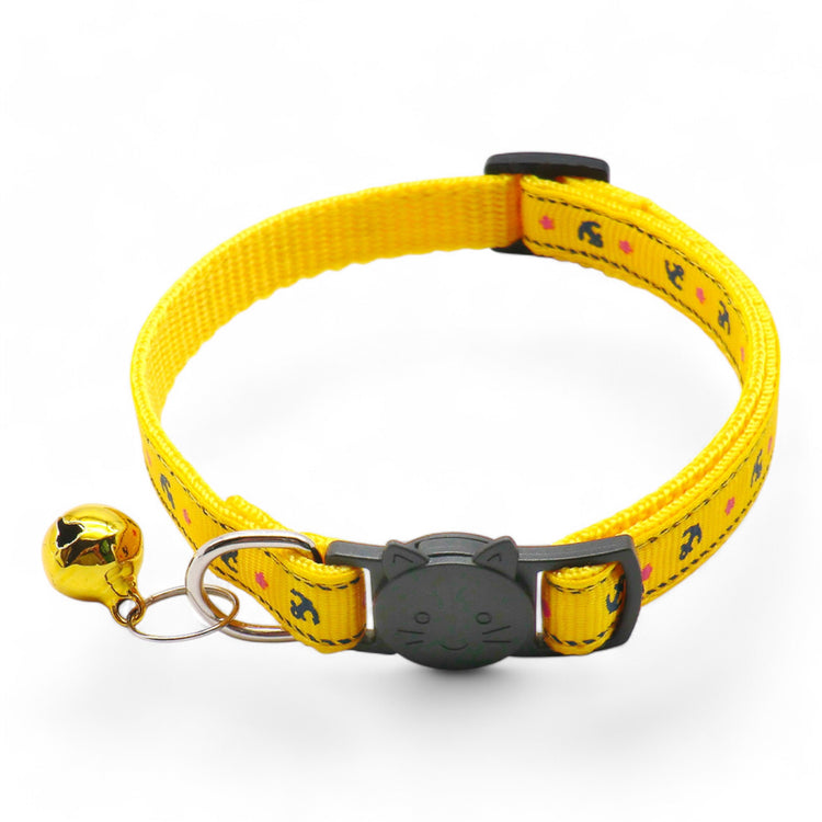 ⭐️Purr. Meow. Woof.⭐️ - Anchor Breakaway Safety Cat & Kitten Collar - Yellow / Cat