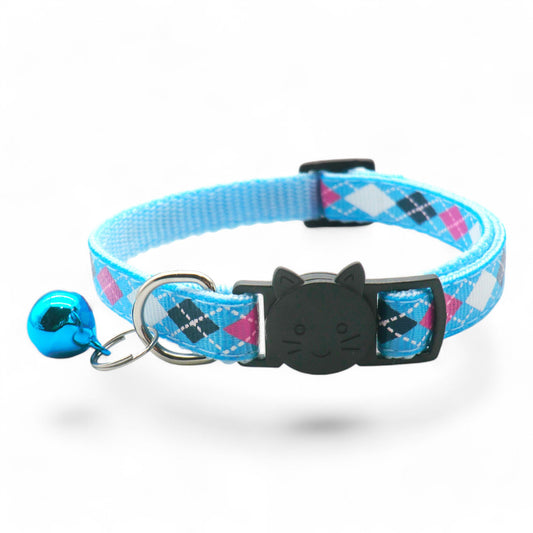 ⭐️Purr. Meow. Woof.⭐️ - Argyle Breakaway Safety Cat & Kitten Collar - DodgerBlue / Cat