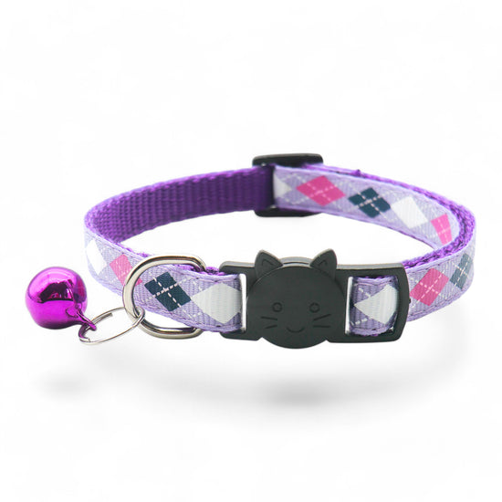 ⭐️Purr. Meow. Woof.⭐️ - Argyle Breakaway Safety Cat & Kitten Collar - Purple / Cat