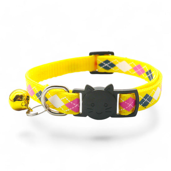 ⭐️Purr. Meow. Woof.⭐️ - Argyle Breakaway Safety Cat & Kitten Collar - Yellow / Cat
