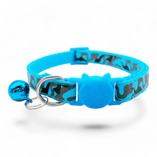 ⭐️Purr. Meow. Woof.⭐️ - Black Camouflage Breakaway Safety Cat & Kitten Collar - DodgerBlue / Cat