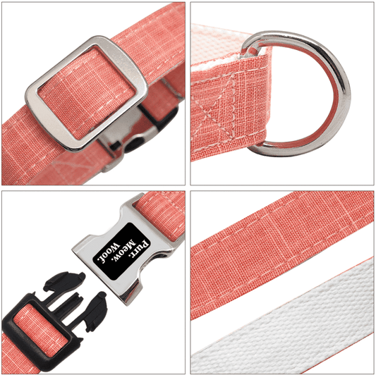 ⭐️Purr. Meow. Woof.⭐️ - Canvas Dog Collar - Grey / S