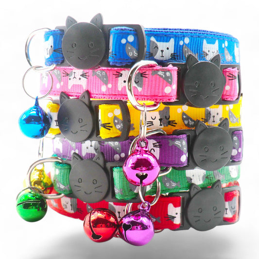 ⭐️Purr. Meow. Woof.⭐️ - Cat & Fish Breakaway Safety Cat & Kitten Collar - Red / Cat