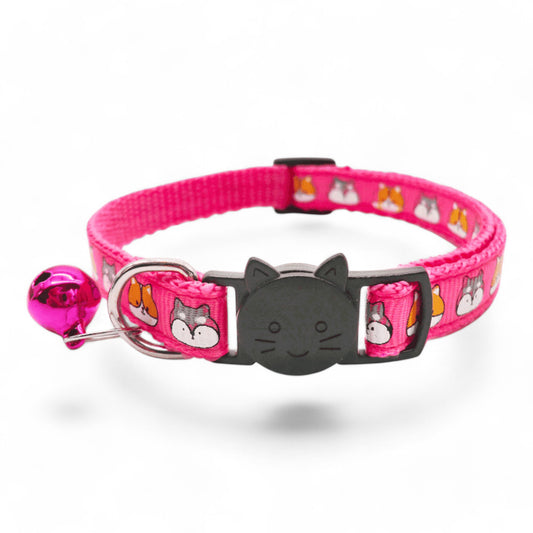 ⭐️Purr. Meow. Woof.⭐️ - Cat Face Breakaway Safety Cat & Kitten Collar - HotPink / Cat