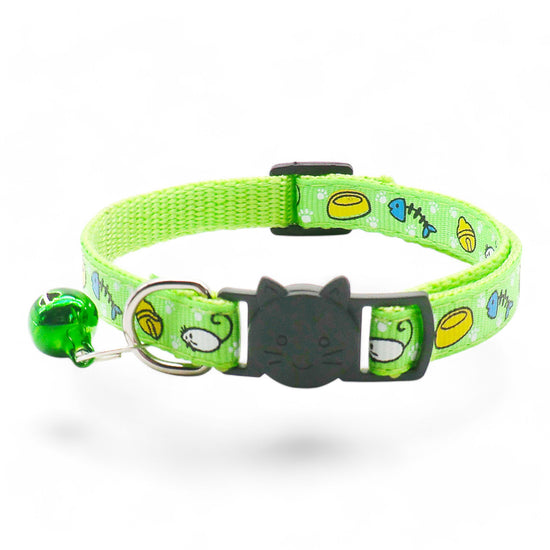 ⭐️Purr. Meow. Woof.⭐️ - Cat Favourites Breakaway Safety Cat & Kitten Collar - Green / Cat