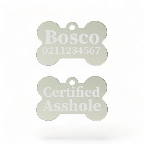 ⭐️Purr. Meow. Woof.⭐️ - Certified Asshole Bone | Bone Aluminium | ID Pet Tag - Silver