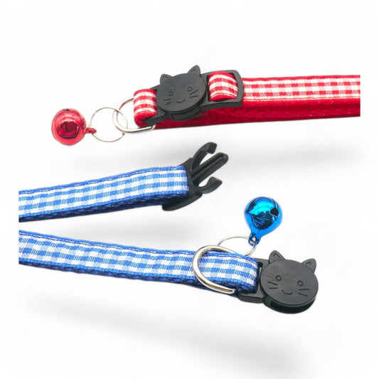 ⭐️Purr. Meow. Woof.⭐️ - Check Breakaway Safety Cat & Kitten Collar - Red / Cat