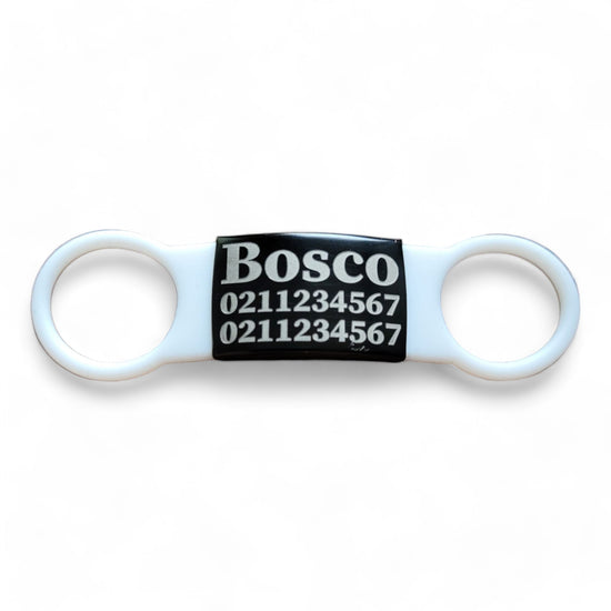 ⭐️Purr. Meow. Woof.⭐️ - Collar ID Name & 2 Numbers Cat & Dog ID Pet Tag - Dog (Large) / Black / White
