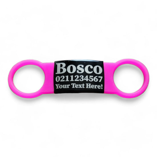 ⭐️Purr. Meow. Woof.⭐️ - Collar ID Name, Number & Custom Text Cat & Dog ID Pet Tag - Small (Cat) / Silver / LightPink