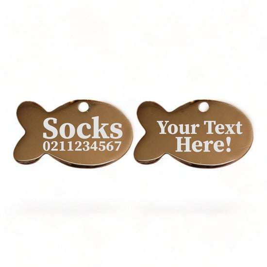 ⭐️Purr. Meow. Woof.⭐️ - Custom Text Baby Fish | Mirror Stainless | Cat ID Pet Tag - BurlyWood