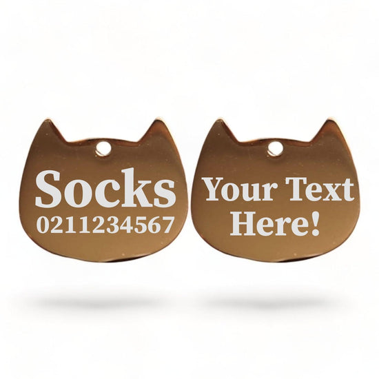 ⭐️Purr. Meow. Woof.⭐️ - Custom Text Bat Cat | Mirror Stainless | Cat ID Pet Tag - BurlyWood