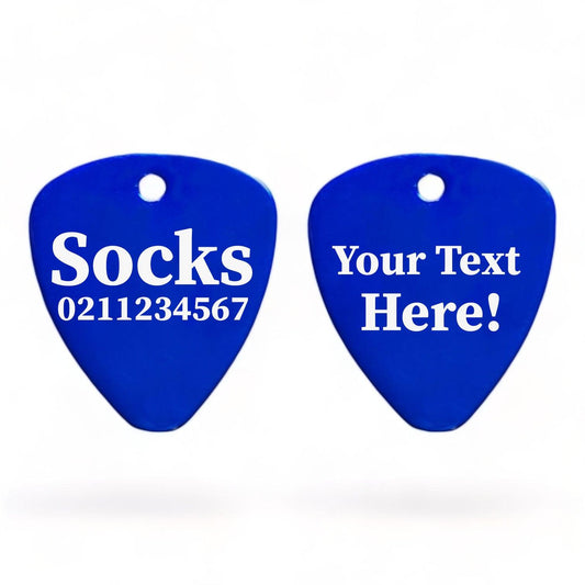⭐️Purr. Meow. Woof.⭐️ - Custom Text Guitar Pick Cat, Kitten & Dog ID Pet Tag - RoyalBlue