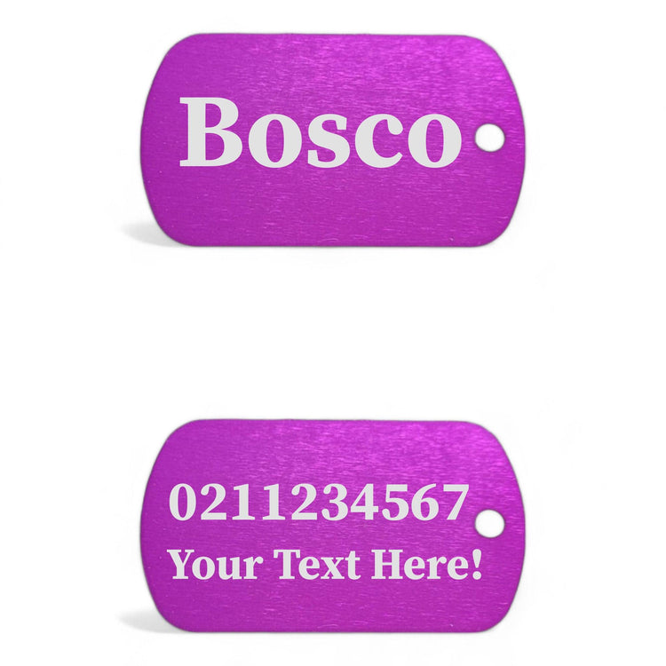 ⭐️Purr. Meow. Woof.⭐️ - Custom Text Military Dog ID Pet Tag - Purple