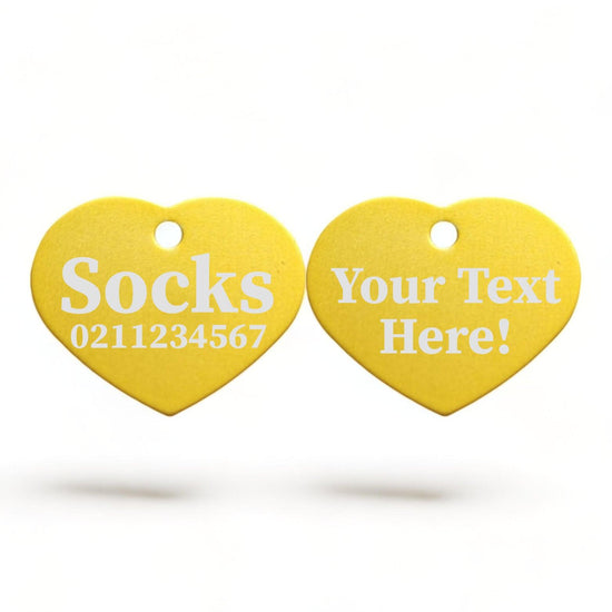 ⭐️Purr. Meow. Woof.⭐️ - Custom Text | Heart Aluminum | Cat, Kitten & Dog ID Pet Tag - Gold