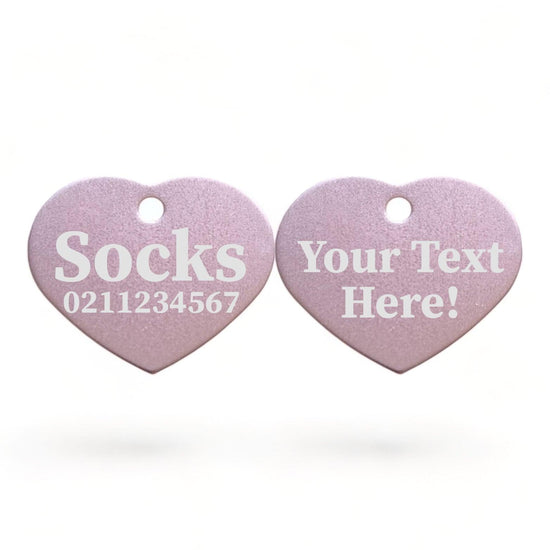 ⭐️Purr. Meow. Woof.⭐️ - Custom Text | Heart Aluminum | Cat, Kitten & Dog ID Pet Tag - LightPink