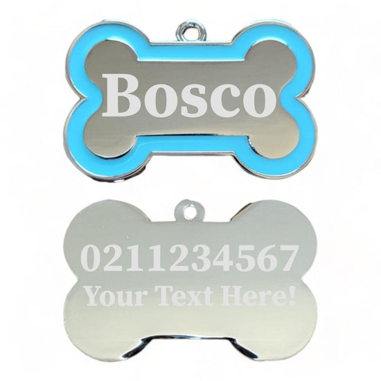 ⭐️Purr. Meow. Woof.⭐️ - Custom Text | Outline Bone | Dog ID Pet Tag - LightBlue