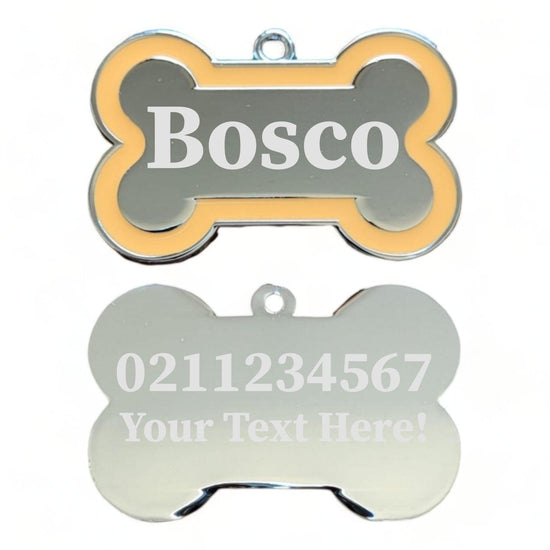⭐️Purr. Meow. Woof.⭐️ - Custom Text | Outline Bone | Dog ID Pet Tag - Orange