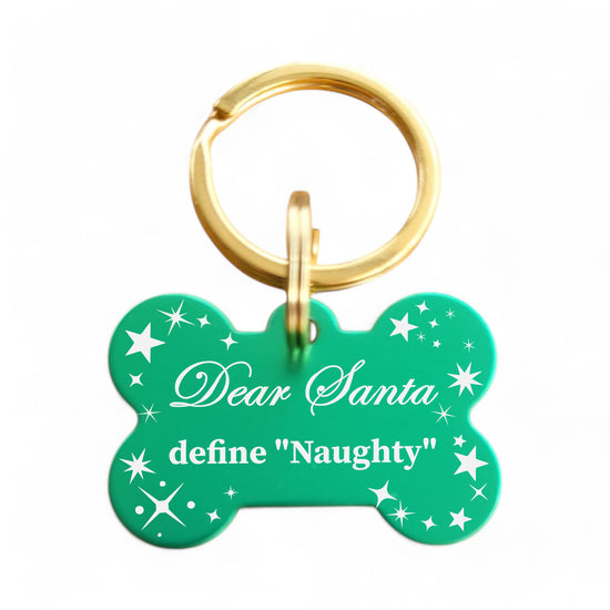 ⭐️Purr. Meow. Woof.⭐️ - Dear Santa Define "Naughty" | Bone Aluminum | Pet ID Tag - Xmas Limited Edition - FireBrick