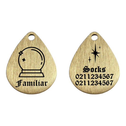 ⭐️Purr. Meow. Woof.⭐️ - Familiar Brass Teardrop Cat & Dog ID Pet Tag - Default Title