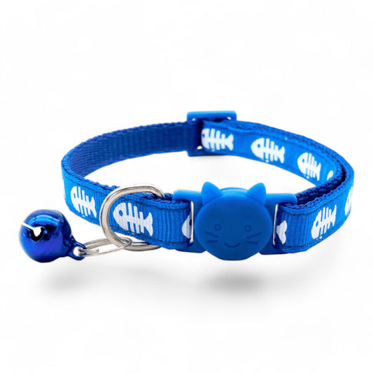 ⭐️Purr. Meow. Woof.⭐️ - Fish Breakaway Safety Cat & Kitten Collar - RoyalBlue / Cat