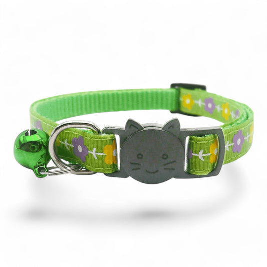 ⭐️Purr. Meow. Woof.⭐️ - Flower Breakaway Safety Cat & Kitten Collar - Lime / Cat