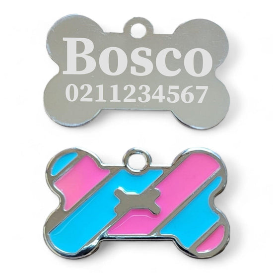 ⭐️Purr. Meow. Woof.⭐️ - Funky Bone Dog ID Pet Tag - HotPink