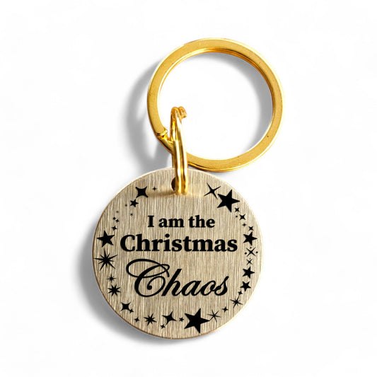 ⭐️Purr. Meow. Woof.⭐️ - I Am The Christmas Chaos | Bespoke Brass | Pet ID Tag - Xmas Limited Edition - Cat (Small)